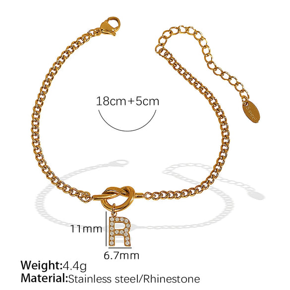 Jewelry 316L Stainless Steel Fashion Electroplated 26 Letter Bracelet Unisex Women's