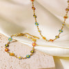 Jewelry Titanium Steel Flower Painted Oil Dripping Electroplating Women's Bracelet Necklace
