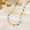 Jewelry Titanium Steel Flower Painted Oil Dripping Electroplating Women's Bracelet Necklace