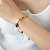 Jewelry 316L Stainless Steel Freshwater Pearl Tiger Eye Stone Pig Nose Chain Necklace Bracelet Suit Electroplated Simple Natural Unisex