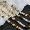 Jewelry 316L Stainless Steel Freshwater Pearl Tiger Eye Stone Pig Nose Chain Necklace Bracelet Suit Electroplated Simple Natural Unisex
