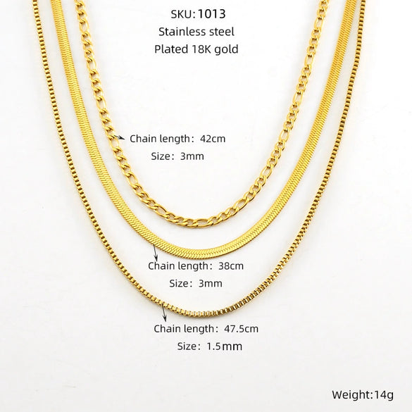 Jewelry 316L Stainless Steel Geometric Bone Chain Necklace For Women Electroplated Punk Style