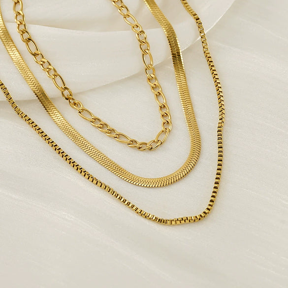 Jewelry 316L Stainless Steel Geometric Bone Chain Necklace For Women Electroplated Punk Style