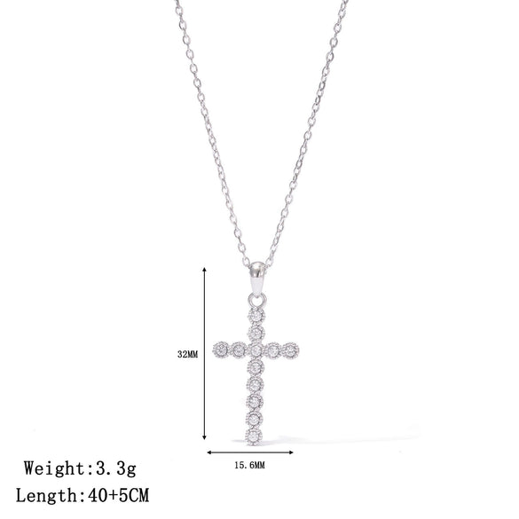 Jewelry Titanium Steel Geometric Cross Pendant Necklace For Women With Electroplating And O Word Chain