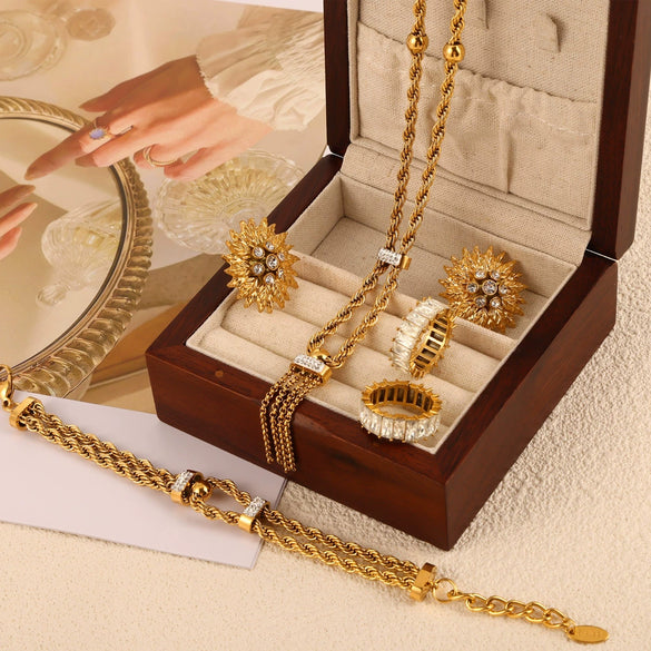 Jewelry 316L Stainless Steel Geometric Double Twist Chain Electroplating Design