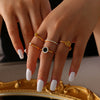 Jewelry 316L Stainless Steel Geometric Electroplated 18K Gold Ring For Women