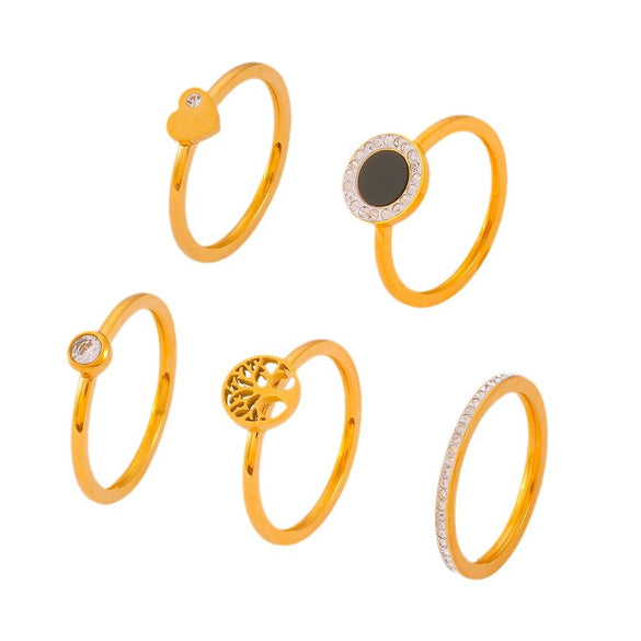 Jewelry 316L Stainless Steel Geometric Electroplated 18K Gold Ring For Women
