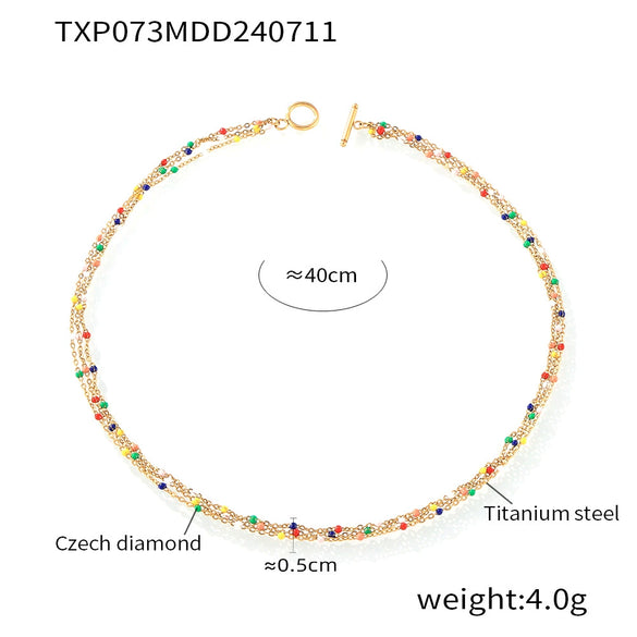 Jewelry 316L Stainless Steel Geometric Electroplating Bohemian Style Multilayer Chain Stacked Wear