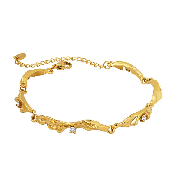 Jewelry 316L Stainless Steel Geometric Electroplating Inlaid Zircon Women's Bracelet