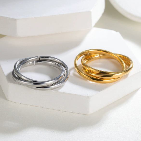 Jewelry Titanium Steel Geometric Electroplating Ring For Women And Couples