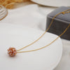 Jewelry Titanium Steel Geometric Flower Ball Pendant Braided Necklace For Women Electroplated