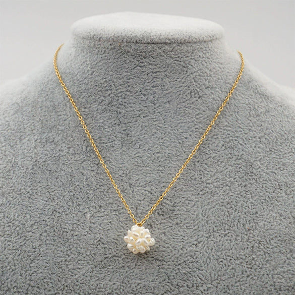 Jewelry Titanium Steel Geometric Flower Ball Pendant Braided Necklace For Women Electroplated