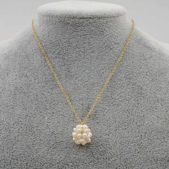 Jewelry Titanium Steel Geometric Flower Ball Pendant Braided Necklace For Women Electroplated