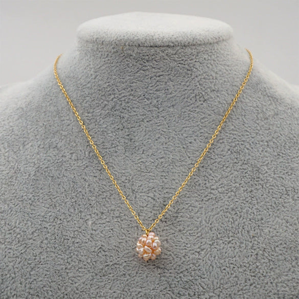 Jewelry Titanium Steel Geometric Flower Ball Pendant Braided Necklace For Women Electroplated