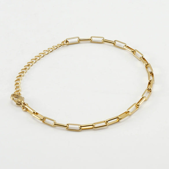 Jewelry 316L Stainless Steel Geometric Gold Inlaid Paper Clip Chain Accessories For Unisex