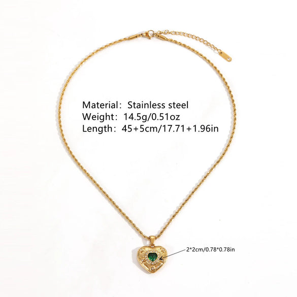 Jewelry Titanium Steel Geometric Heart Pendant Necklace With Box Chain