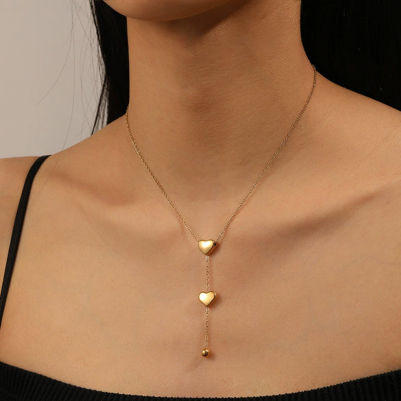 Jewelry Titanium Steel Geometric Heart Pendant Necklace