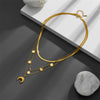 Jewelry Titanium Steel Geometric Horn Pendant Multi Layer Round Bead Box Chain Necklace Cartoon Style Vacuum Electroplated In Furnace Unisex