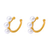 Jewelry 316L Stainless Steel Geometric Inlaid Bead Gold Plated Ushaped Ear Clip For Women