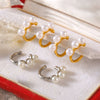 Jewelry 316L Stainless Steel Geometric Inlaid Bead Gold Plated Ushaped Ear Clip For Women