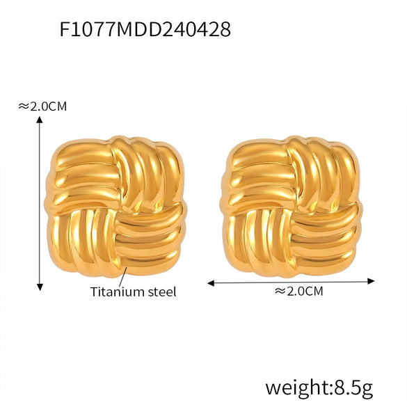 Jewelry 316L Stainless Steel Geometric Line Weaving Ushaped Electroplating Earrings For Women