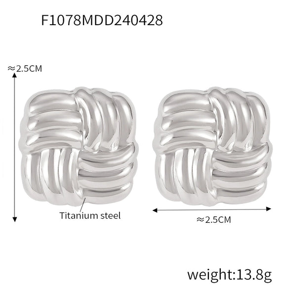 Jewelry 316L Stainless Steel Geometric Line Weaving Ushaped Electroplating Earrings For Women