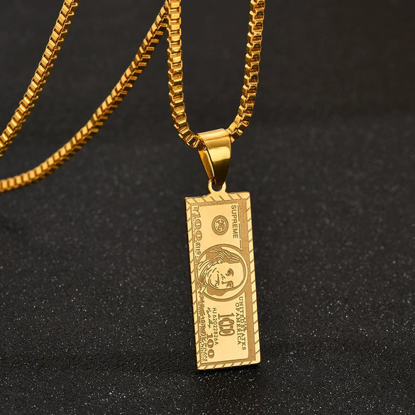 Jewelry Titanium Steel Geometric Pendant Necklace With Electroplating For Men