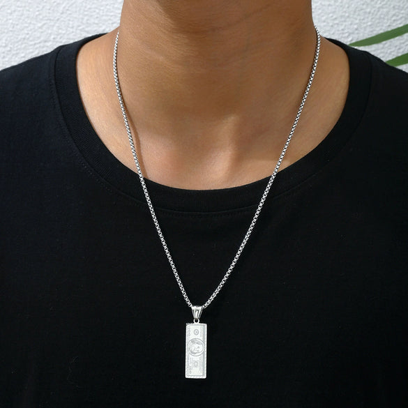Jewelry Titanium Steel Geometric Pendant Necklace With Electroplating For Men