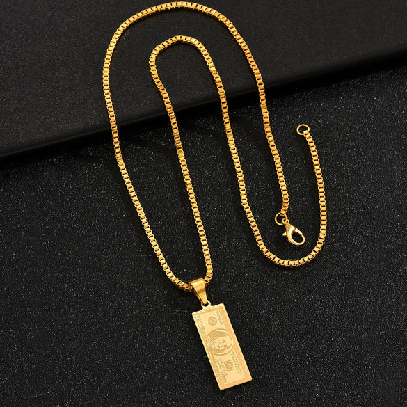 Jewelry Titanium Steel Geometric Pendant Necklace With Electroplating For Men