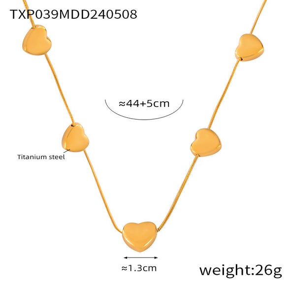 Jewelry 316L Stainless Steel Geometric Snake Bone Chain Pendant With Love Pattern Electroplating Design