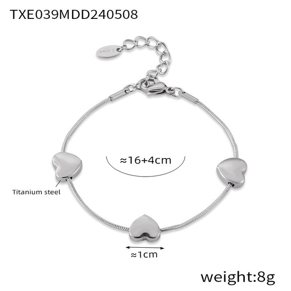 Jewelry 316L Stainless Steel Geometric Snake Bone Chain Pendant With Love Pattern Electroplating Design