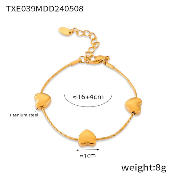 Jewelry 316L Stainless Steel Geometric Snake Bone Chain Pendant With Love Pattern Electroplating Design
