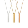 Jewelry Titanium Steel Geometric Square Column Pendant Necklace With Electroplating Polishing