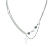 Jewelry Titanium Steel Geometric Stitching Beaded Cross Men's Necklace Polishing