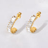 Jewelry Titanium Steel Geometric U Shape Zircon Earrings