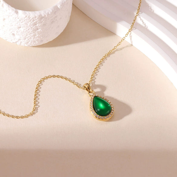 Jewelry Titanium Steel Geometric Water Drop Pendant Necklace Electroplating For Women