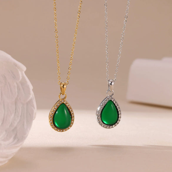 Jewelry Titanium Steel Geometric Water Drop Pendant Necklace Electroplating For Women