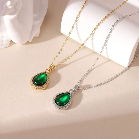 Jewelry Titanium Steel Geometric Water Drop Pendant Necklace Electroplating For Women