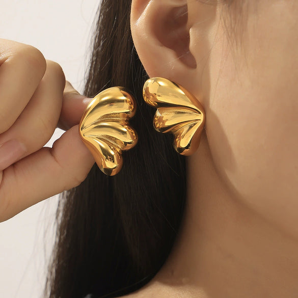 Jewelry 316L Stainless Steel Geometric Wings Electroplating Women's Earrings