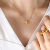 Jewelry 316L Stainless Steel Geometric Zircon Pendant Necklace For Women With Electroplating