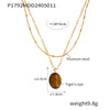 Jewelry 316L Stainless Steel Gold Plated Geometric Beaded Tiger Eye Vintage Elegant Necklace