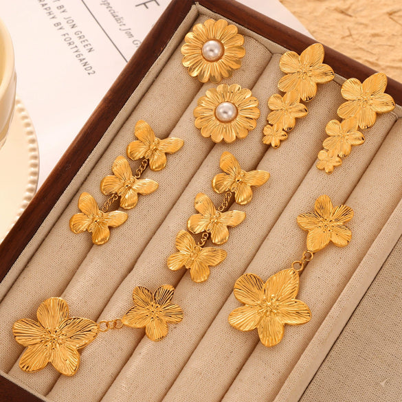 Jewelry 316L Stainless Steel Gold Plated Geometric Style Earrings