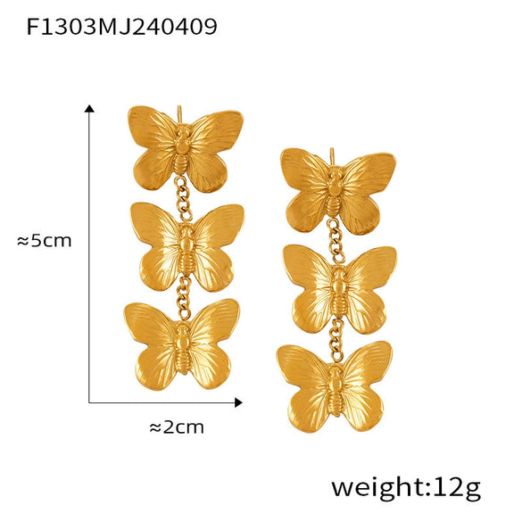 Jewelry 316L Stainless Steel Gold Plated Geometric Style Earrings