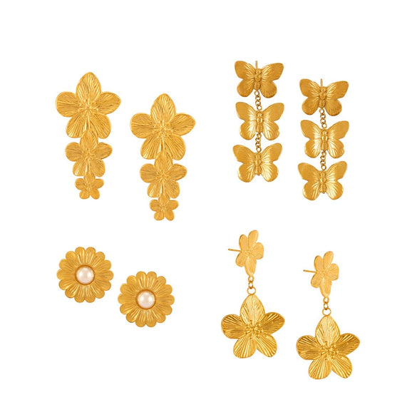 Jewelry 316L Stainless Steel Gold Plated Geometric Style Earrings