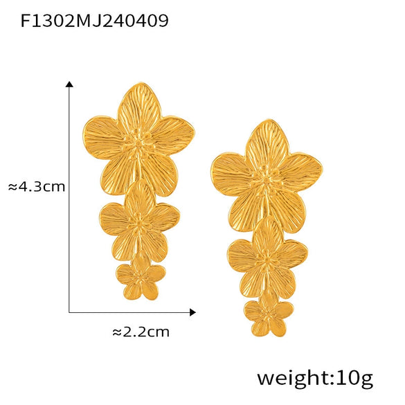 Jewelry 316L Stainless Steel Gold Plated Geometric Style Earrings