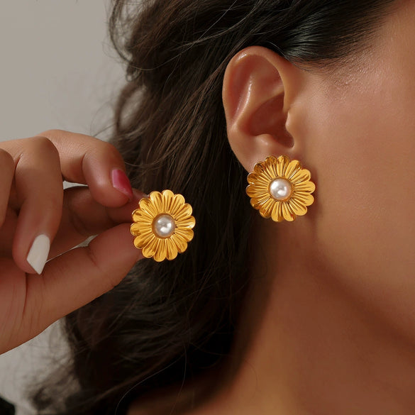 Jewelry 316L Stainless Steel Gold Plated Geometric Style Earrings