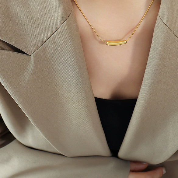 Jewelry 316L Stainless Steel Gold Plated Geometric Style Electroplated Smile Necklace For Women