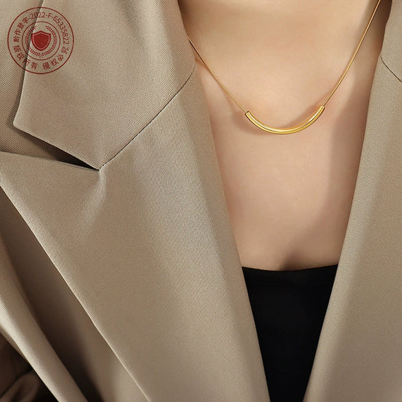 Jewelry 316L Stainless Steel Gold Plated Geometric Style Electroplated Smile Necklace For Women