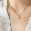 Jewelry 316L Stainless Steel Gold Plated Letter Diamond Pendant Necklace For Women