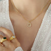 Jewelry 316L Stainless Steel Gold Plated Letter Diamond Pendant Necklace For Women
